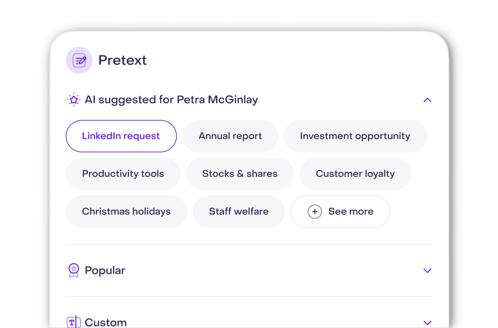 Options for creating unique phishing campaigns with Jericho's AI cybersecurity training
